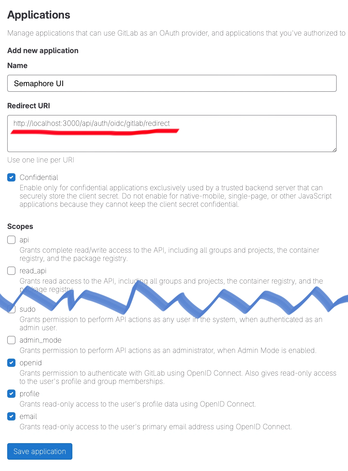 GitLab 앱 생성