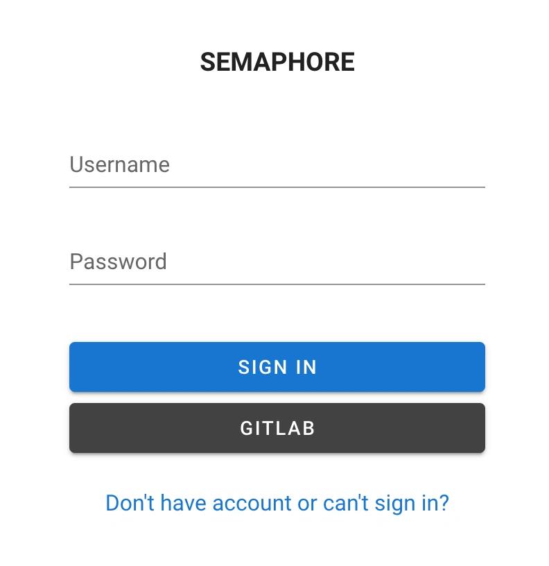 Semaphore 로그인 화면